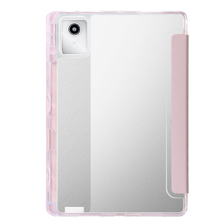 For Lenovo Tab M11 /Xiaoxin Pad 11 2024 Clear Acrylic 3-Fold Leather Tablet Case(Pink) - Lenovo by PMC Jewellery | Online Shopping South Africa | PMC Jewellery | Buy Now Pay Later Mobicred