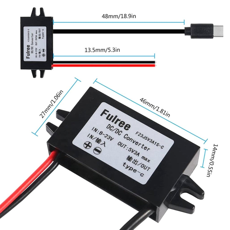 12V to 5V 3A Car Power Converter DC Module Voltage Regulator, Style:2 in 1 Dual USB Female - Car Modification by PMC TechLife | Online Shopping South Africa | PMC TechLife | Buy Now Pay Later Mobicred