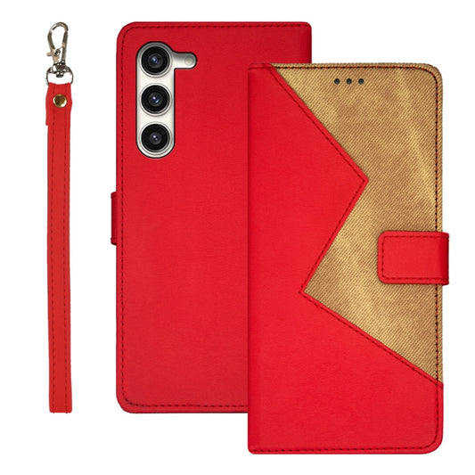 For Samsung Galaxy S24+ 5G idewei Two-color Splicing Leather Phone Case(Red) - Galaxy S24+ 5G Cases by idewei | Online Shopping South Africa | PMC Jewellery | Buy Now Pay Later Mobicred