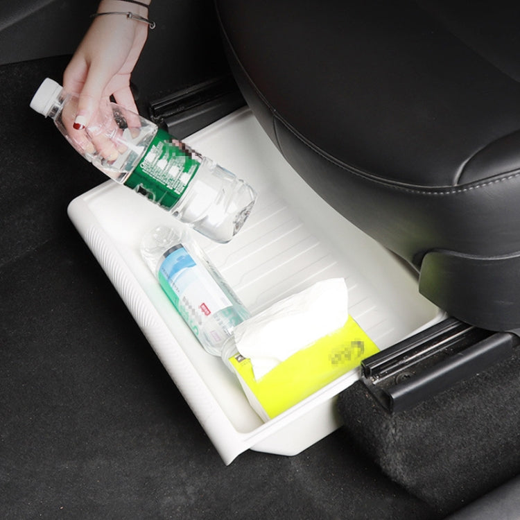 For Tesla Model Y 2021-2023 TPE Storage Organizer Under Car Seat, Style:with Cover(White) - Stowing Tidying by PMC TechLife | Online Shopping South Africa | PMC TechLife | Buy Now Pay Later Mobicred