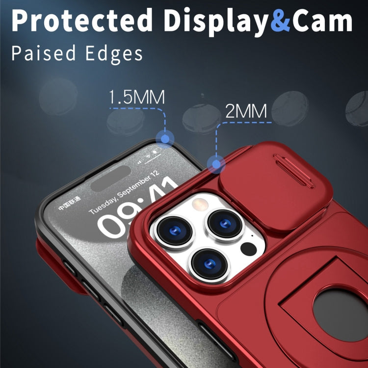 For iPhone 15 Pro Camshield MagSafe Ring Holder Armor Phone Case(Red) - More iPhone Cases by PMC TechLife | Online Shopping South Africa | PMC TechLife