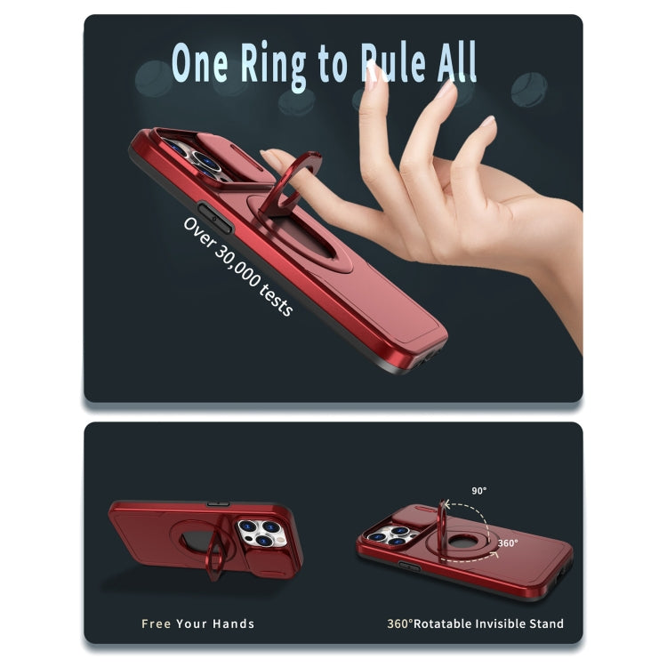 For iPhone 15 Pro Camshield MagSafe Ring Holder Armor Phone Case(Red) - More iPhone Cases by PMC TechLife | Online Shopping South Africa | PMC TechLife