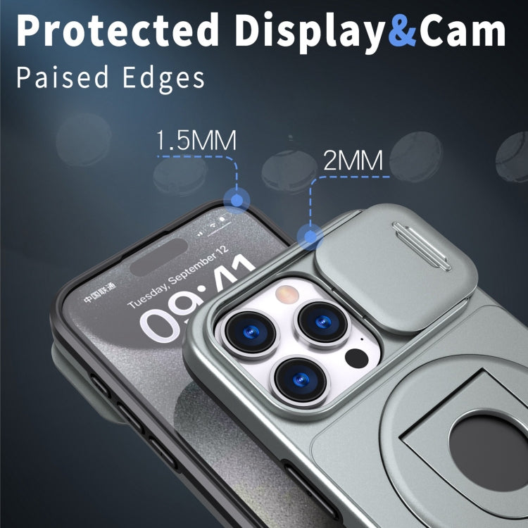 For iPhone 15 Pro Camshield MagSafe Ring Holder Armor Phone Case(Titanium Grey) - More iPhone Cases by PMC TechLife | Online Shopping South Africa | PMC TechLife