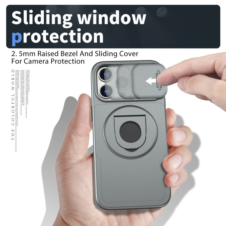 For iPhone 15 Pro Camshield MagSafe Ring Holder Armor Phone Case(Titanium Grey) - More iPhone Cases by PMC TechLife | Online Shopping South Africa | PMC TechLife