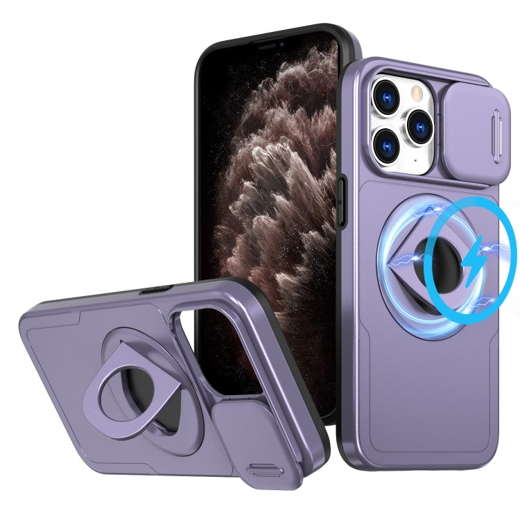 For iPhone 11 Pro Max Camshield MagSafe Ring Holder Armor Phone Case(Purple) - iPhone 11 Pro Max Cases by PMC Jewellery | Online Shopping South Africa | PMC Jewellery