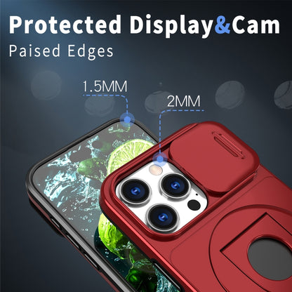 For iPhone 16 Pro Camshield MagSafe Ring Holder Armor Phone Case(Red) - iPhone 16 Pro Cases by PMC Jewellery | Online Shopping South Africa | PMC Jewellery | Buy Now Pay Later Mobicred