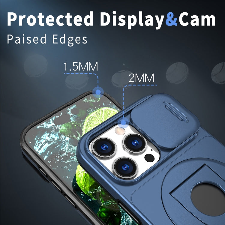 For iPhone 16 Pro Camshield MagSafe Ring Holder Armor Phone Case(Blue) - iPhone 16 Pro Cases by PMC TechLife | Online Shopping South Africa | PMC TechLife | Buy Now Pay Later Mobicred