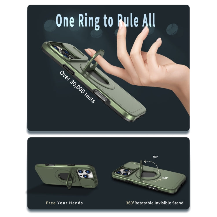 For iPhone 16 Pro Camshield MagSafe Ring Holder Armor Phone Case(Olive Green) - iPhone 16 Pro Cases by PMC TechLife | Online Shopping South Africa | PMC TechLife | Buy Now Pay Later Mobicred