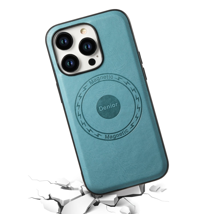 For iPhone 15 Denior Cowhide Texture Leather MagSafe Phone Case(Blue) - free shipping - PMC TechLife - Order now!