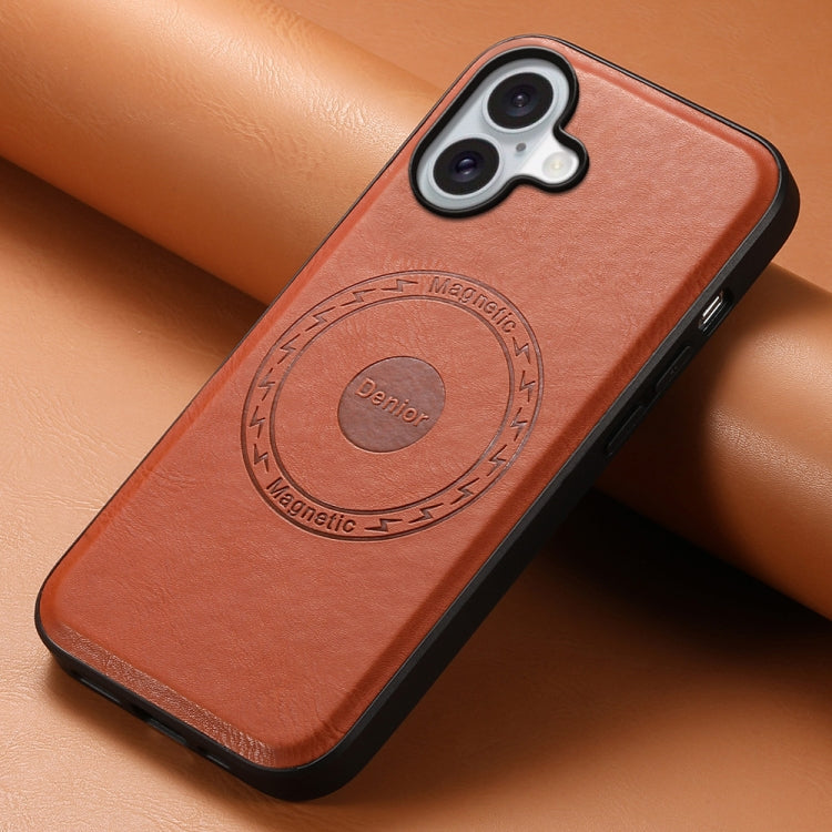 For iPhone 16 Plus Denior Cowhide Texture Leather MagSafe Phone Case(Brown) - free shipping - PMC TechLife - Order now!