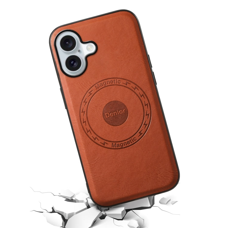 For iPhone 16 Plus Denior Cowhide Texture Leather MagSafe Phone Case(Brown) - free shipping - PMC TechLife - Order now!