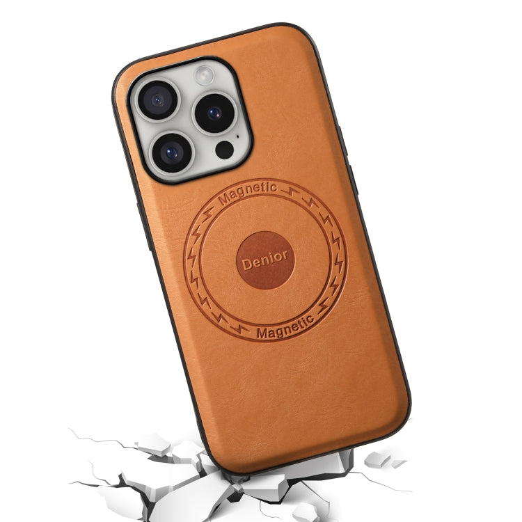 For iPhone 16 Pro Denior Cowhide Texture Leather MagSafe Phone Case(Khaki) - free shipping - PMC TechLife - Order now!