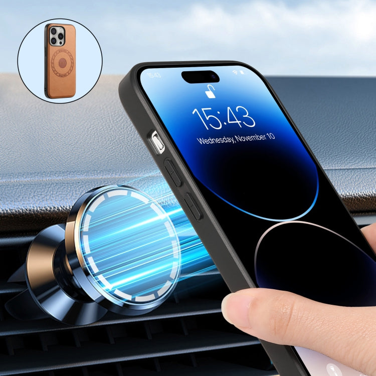 For iPhone 16 Pro Denior Cowhide Texture Leather MagSafe Phone Case(Khaki) - free shipping - PMC TechLife - Order now!
