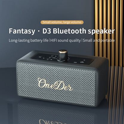 Oneder D3 Retro Leather Casing 30W Dual Units Wireless Bluetooth Speaker(Cyan) - Desktop Speaker by OneDer | Online Shopping South Africa | PMC Jewellery | Buy Now Pay Later Mobicred