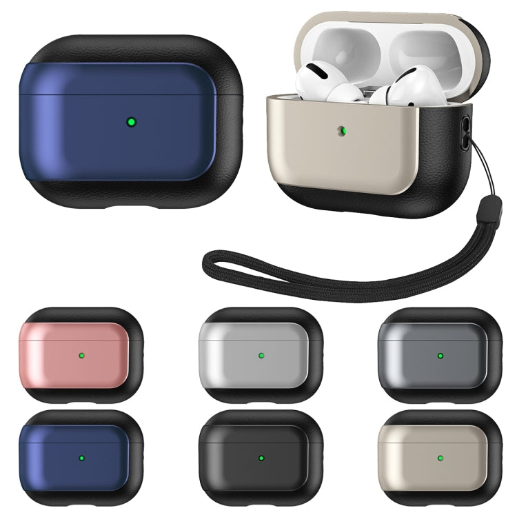 For AirPods 3 Electroplated Leather Texture Wireless Earphones Protective Case(Black) - For AirPods 3 by PMC Jewellery | Online Shopping South Africa | PMC Jewellery | Buy Now Pay Later Mobicred