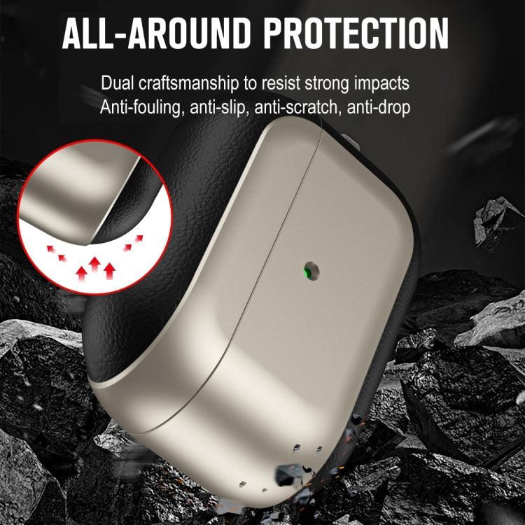For AirPods 3 Electroplated Leather Texture Wireless Earphones Protective Case(Black) - For AirPods 3 by PMC Jewellery | Online Shopping South Africa | PMC Jewellery | Buy Now Pay Later Mobicred