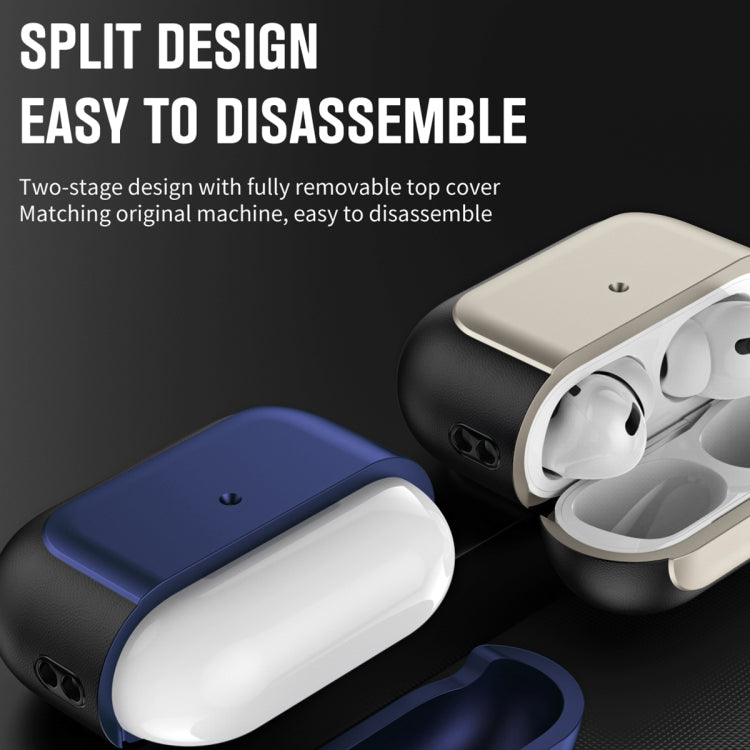 For AirPods Pro Electroplated Leather Texture Wireless Earphones Protective Case(Titanium Grey) - For AirPods Pro by PMC Jewellery | Online Shopping South Africa | PMC Jewellery | Buy Now Pay Later Mobicred