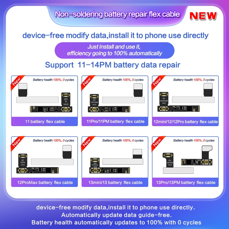 For iPhone 11 I2C External Battery Repair Cable - free shipping - PMC TechLife - Order now!