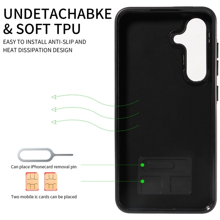 For Samsung Galaxy S24 5G Calf Texture Card Slot Ring Holder Phone Case(Black) - Galaxy S24 5G Cases by PMC TechLife | Online Shopping South Africa | PMC TechLife