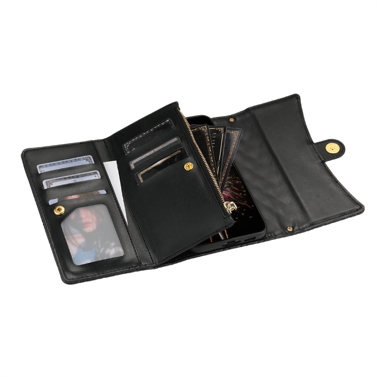 For Google Pixel 7 Zipper Multi-Card Wallet Rhombic Leather Phone Case(Black) - Google Cases by PMC TechLife | Online Shopping South Africa | PMC TechLife | Buy Now Pay Later Mobicred