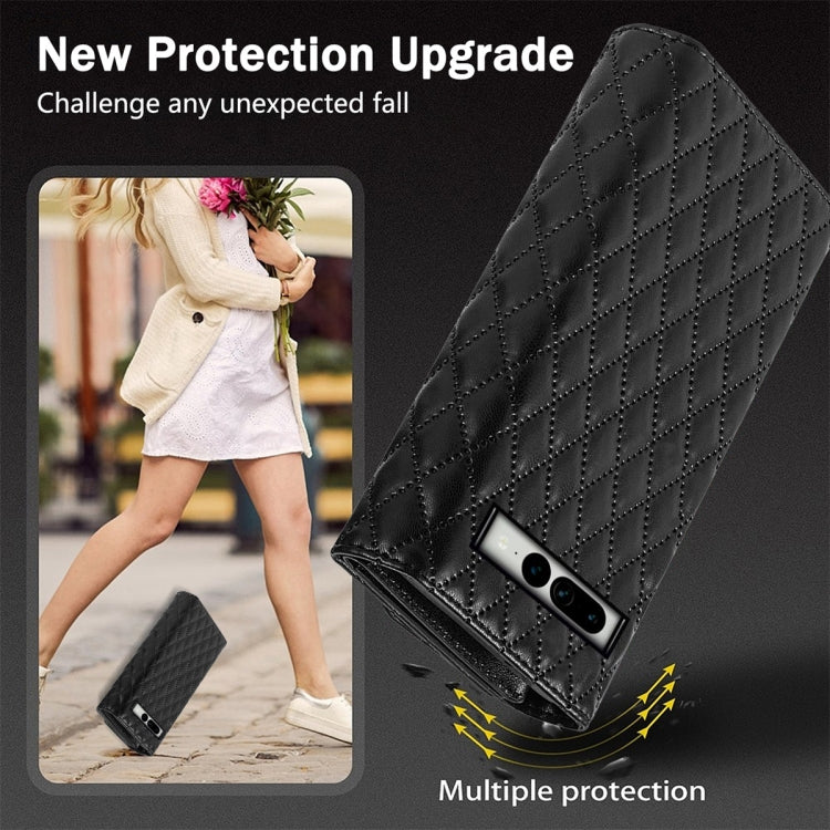 For Google Pixel 6a Zipper Multi-Card Wallet Rhombic Leather Phone Case(Black) - Google Cases by PMC TechLife | Online Shopping South Africa | PMC TechLife | Buy Now Pay Later Mobicred