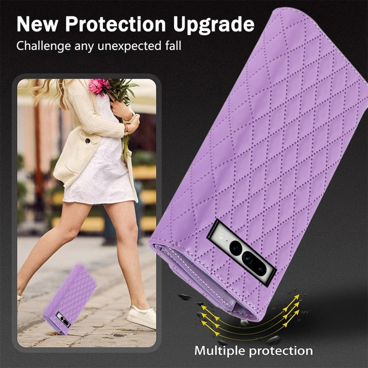 For Google Pixel 6 Pro Zipper Multi-Card Wallet Rhombic Leather Phone Case(Purple) - Google Cases by PMC TechLife | Online Shopping South Africa | PMC TechLife | Buy Now Pay Later Mobicred