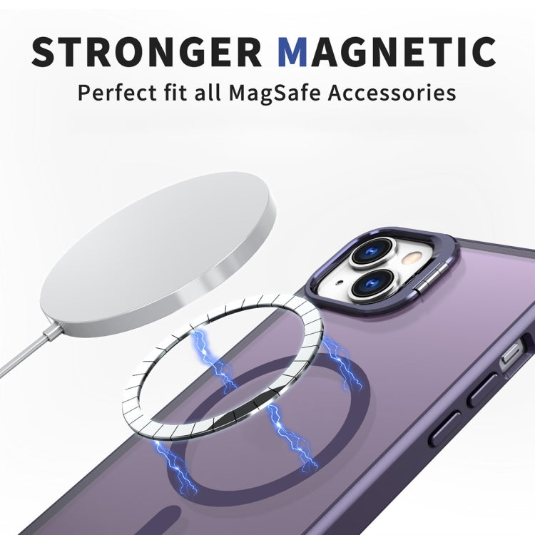 For iPhone 15 Plus Metal Invisible Camera Holder MagSafe Magnetic Phone Case(Purple) - iPhone 15 Plus Cases by PMC TechLife | Online Shopping South Africa | PMC TechLife