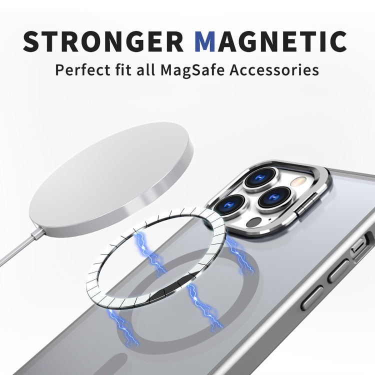 For iPhone 14 Pro Max Metal Invisible Camera Holder MagSafe Magnetic Phone Case(Grey) - iPhone 14 Pro Max Cases by PMC TechLife | Online Shopping South Africa | PMC TechLife