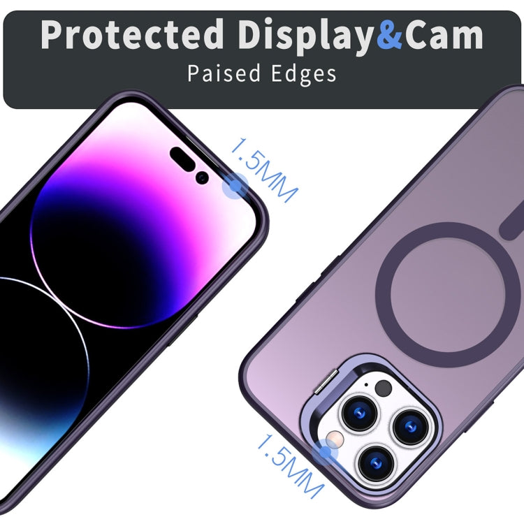 For iPhone 12 Pro Max Metal Invisible Camera Holder MagSafe Magnetic Phone Case(Purple) - iPhone 12 Pro Max Cases by PMC TechLife | Online Shopping South Africa | PMC TechLife