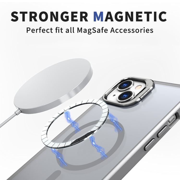 For iPhone 12 Metal Invisible Camera Holder MagSafe Magnetic Phone Case(Grey) - iPhone 12 / 12 Pro Cases by PMC TechLife | Online Shopping South Africa | PMC TechLife