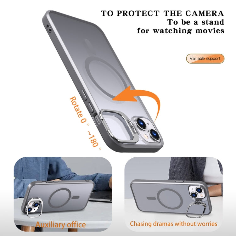 For iPhone 12 Metal Invisible Camera Holder MagSafe Magnetic Phone Case(Grey) - iPhone 12 / 12 Pro Cases by PMC TechLife | Online Shopping South Africa | PMC TechLife