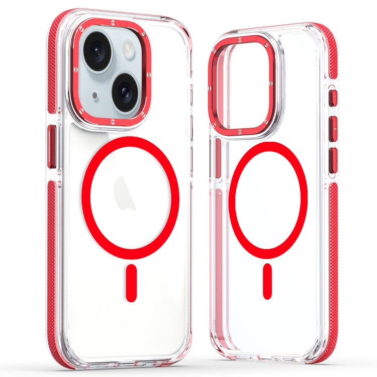 For iPhone 15 Plus Dual-Color Clear Acrylic Hybrid TPU MagSafe Phone Case(Red) - iPhone 15 Plus Cases by PMC TechLife | Online Shopping South Africa | PMC TechLife