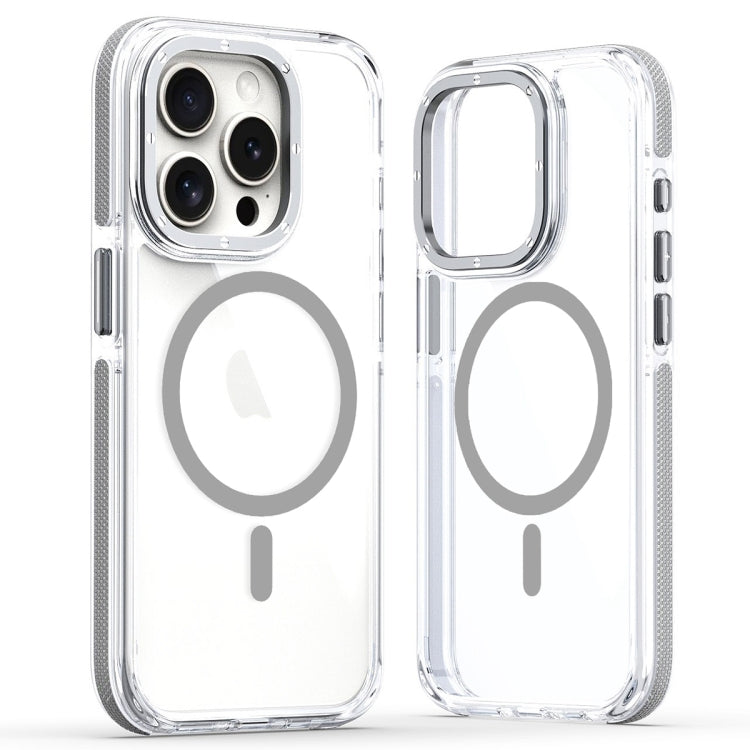 For iPhone 12 Pro Dual-Color Clear Acrylic Hybrid TPU MagSafe Phone Case(Grey) - iPhone 12 / 12 Pro Cases by PMC TechLife | Online Shopping South Africa | PMC TechLife