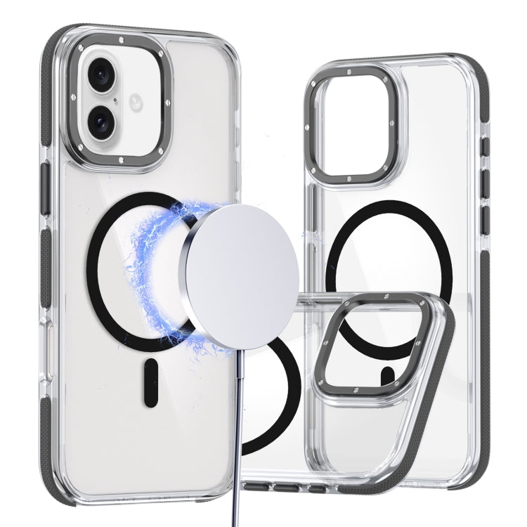 For iPhone 16 Plus Dual-Color Clear Acrylic Hybrid TPU MagSafe Phone Case(Black) - free shipping - PMC TechLife - Order now!