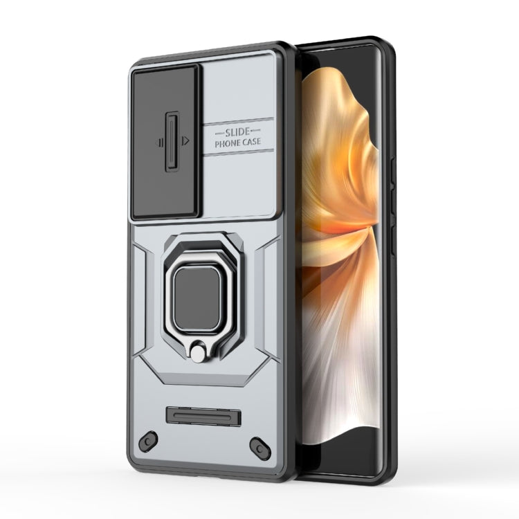 For vivo S18 5G Sliding Camshield TPU + PC Shockproof Phone Case with Holder(Grey) - S18 Cases by PMC TechLife | Online Shopping South Africa | PMC TechLife | Buy Now Pay Later Mobicred