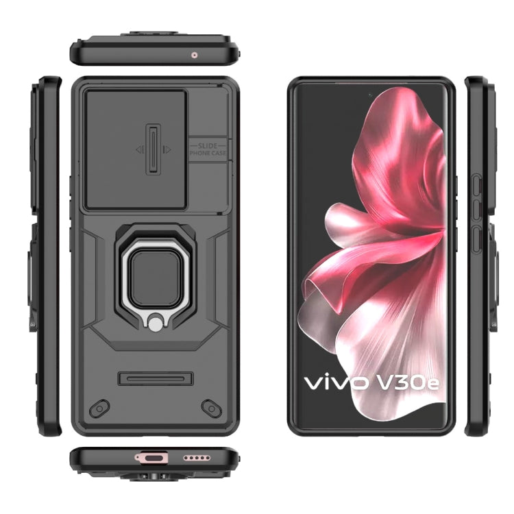 For vivo V30e 5G Global Sliding Camshield TPU + PC Shockproof Phone Case with Holder(Black) - vivo Cases by PMC TechLife | Online Shopping South Africa | PMC TechLife | Buy Now Pay Later Mobicred