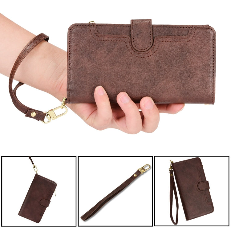 For Samsung Galaxy S24 Ultra 5G Litchi Texture Zipper Leather Phone Case(Brown) - Galaxy S24 Ultra 5G Cases by PMC TechLife | Online Shopping South Africa | PMC TechLife