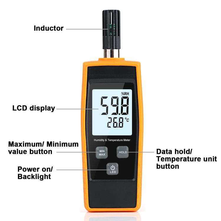 RZ852 Digital Temperature and Humidity Meter(Orange) - Thermostat & Thermometer by PMC TechLife | Online Shopping South Africa | PMC TechLife