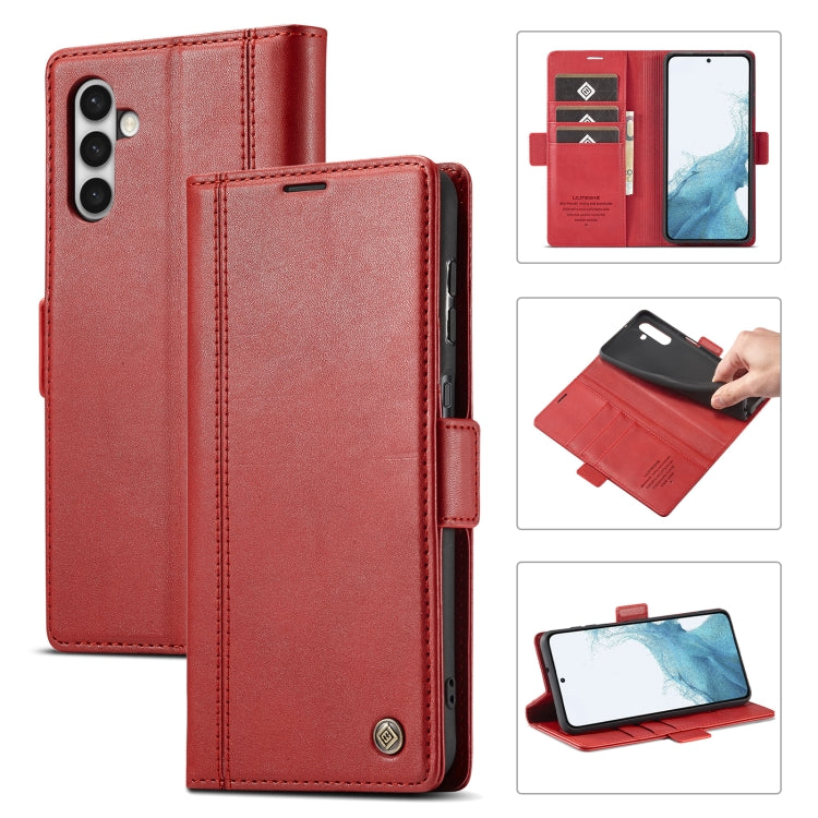 For Samsung Galaxy S24 LC.IMEEKE Skin-friendly Card Slots Leather Phone Case(Red) - Galaxy S24 5G Cases by LC.IMEEKE | Online Shopping South Africa | PMC Jewellery | Buy Now Pay Later Mobicred