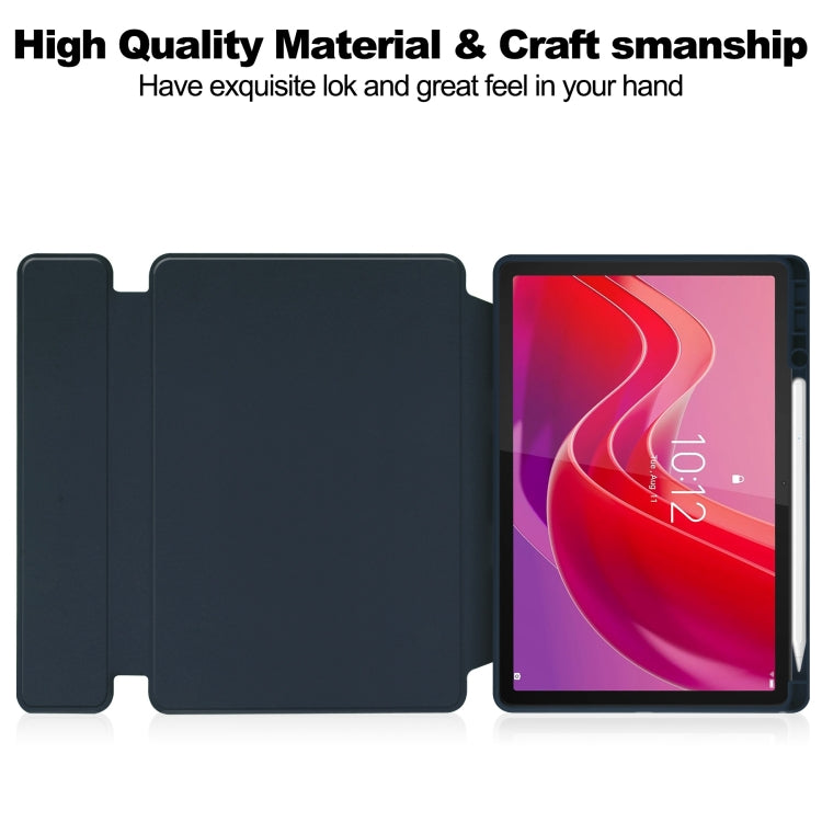 For Lenovo Tab M11/Xiaoxin Pad 11 2024 360 Rotation Transparent Smart Leather Case(Dark Blue) - Lenovo by PMC Jewellery | Online Shopping South Africa | PMC Jewellery | Buy Now Pay Later Mobicred
