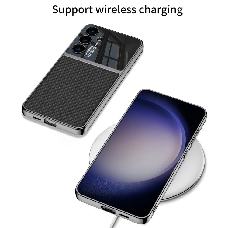 For Samsung Galaxy S24+ 5G GKK Plating TPU + Leather Full Coverage Phone Case(Carbon Fibre) - free shipping - PMC Jewellery - Order now!