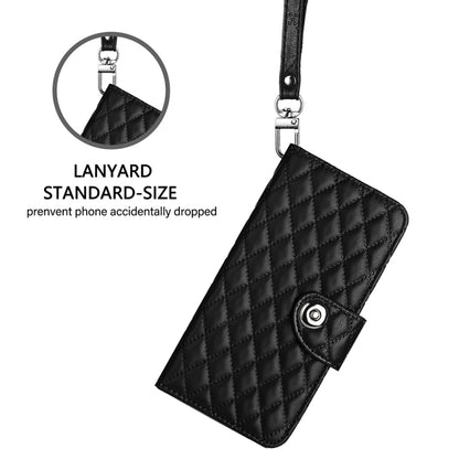 For Google Pixel 9 / Pixel 9 Pro Rhombic Texture Flip Leather Phone Case with Lanyard(Black) - Google Cases by PMC Jewellery | Online Shopping South Africa | PMC Jewellery | Buy Now Pay Later Mobicred