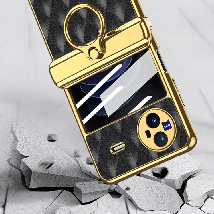 For vivo X Flip GKK Integrated Rhombus Pattern Electroplating Leather Magnetic Phone Case with Ring(Black) - free shipping - PMC Jewellery - Order now!