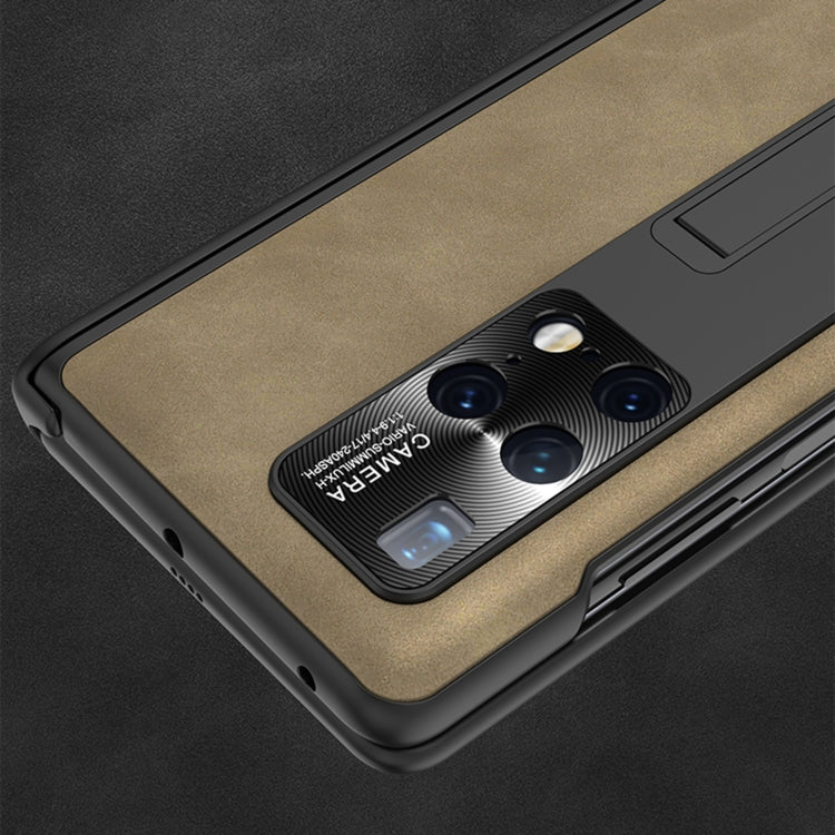 For Huawei Mate X2 GKK Integrated Frosted Fold Hinge Privacy Leather Phone Case with Holder(Brown) - Huawei Cases by GKK | Online Shopping South Africa | PMC Jewellery | Buy Now Pay Later Mobicred