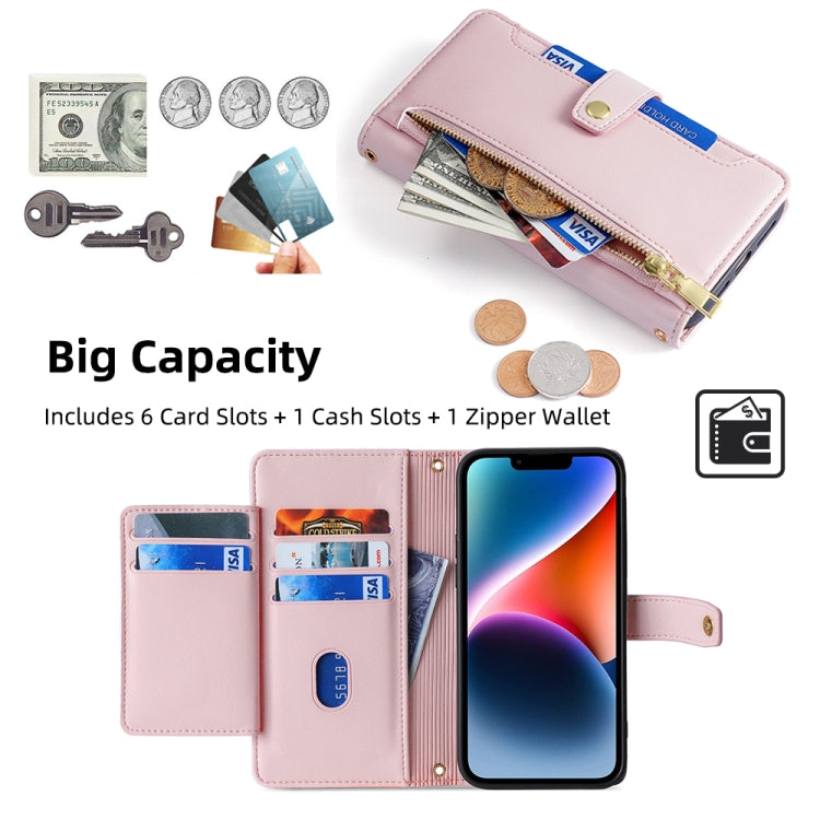 For Tecno Pop 4 Sheep Texture Cross-body Zipper Wallet Leather Phone Case(Pink) - Tecno Cases by PMC TechLife | Online Shopping South Africa | PMC TechLife | Buy Now Pay Later Mobicred