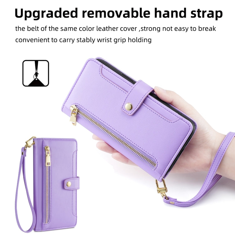 For Itel A48 Sheep Texture Cross-body Zipper Wallet Leather Phone Case(Purple) - More Brand by PMC TechLife | Online Shopping South Africa | PMC TechLife | Buy Now Pay Later Mobicred