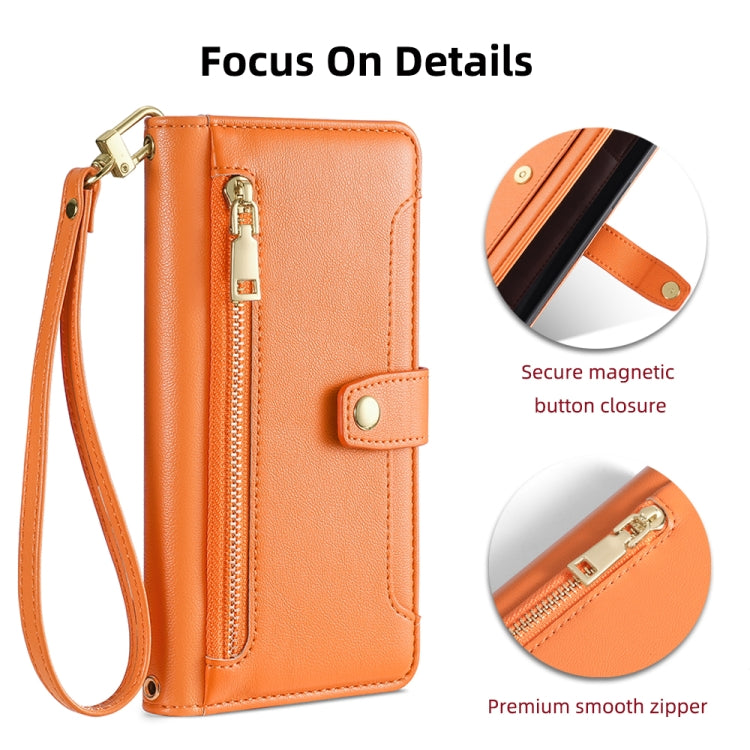For Itel Vision 1 Pro Sheep Texture Cross-body Zipper Wallet Leather Phone Case(Orange) - More Brand by PMC TechLife | Online Shopping South Africa | PMC TechLife | Buy Now Pay Later Mobicred