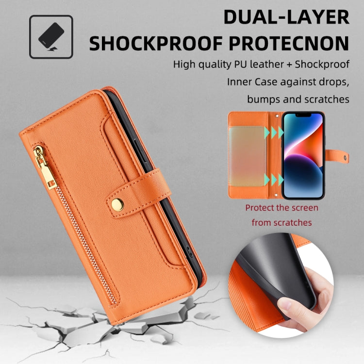 For Itel Vision 1 Pro Sheep Texture Cross-body Zipper Wallet Leather Phone Case(Orange) - More Brand by PMC TechLife | Online Shopping South Africa | PMC TechLife | Buy Now Pay Later Mobicred