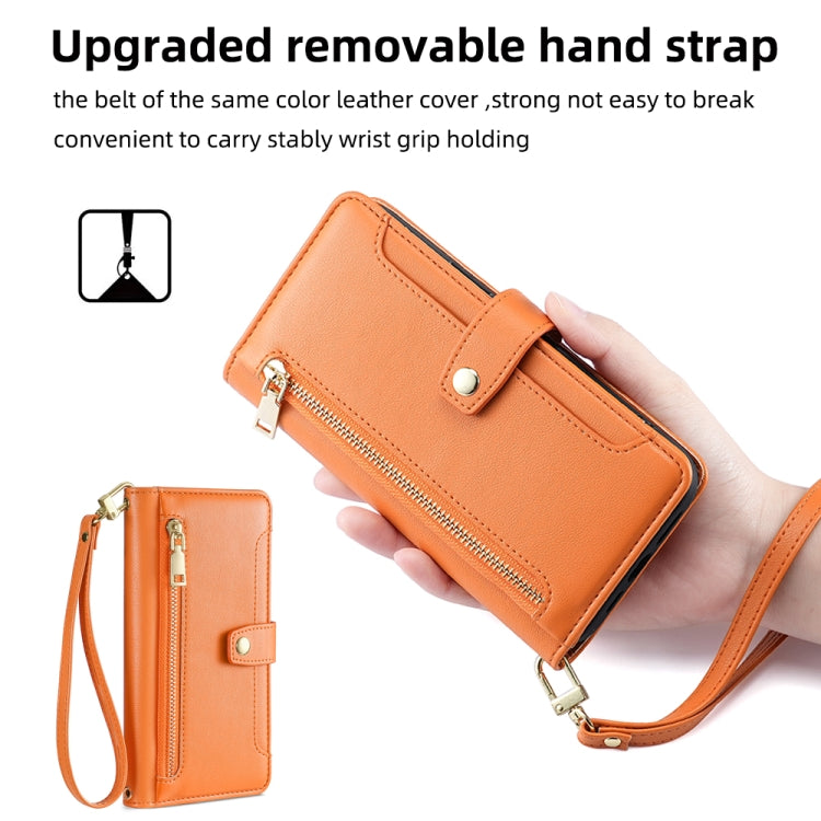 For Itel Vision 1 Pro Sheep Texture Cross-body Zipper Wallet Leather Phone Case(Orange) - More Brand by PMC TechLife | Online Shopping South Africa | PMC TechLife | Buy Now Pay Later Mobicred