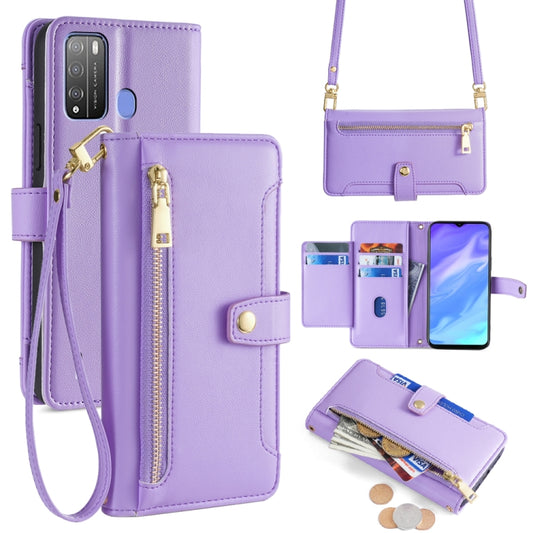 For Itel Vision 1 Pro Sheep Texture Cross-body Zipper Wallet Leather Phone Case(Purple) - More Brand by PMC Jewellery | Online Shopping South Africa | PMC Jewellery | Buy Now Pay Later Mobicred